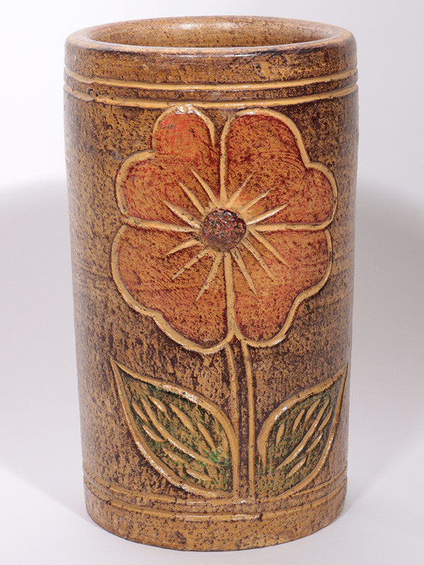 Pottery Vase - with Flower Motif
