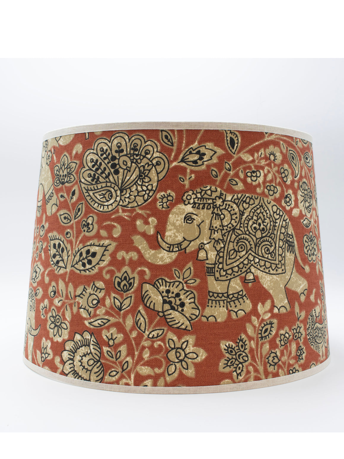 14" English Drum Red Batik Elephant