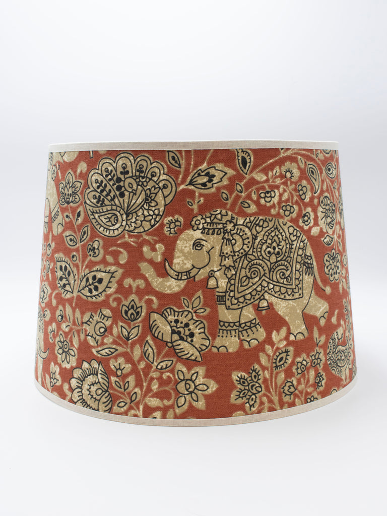 14" English Drum Red Batik Elephant