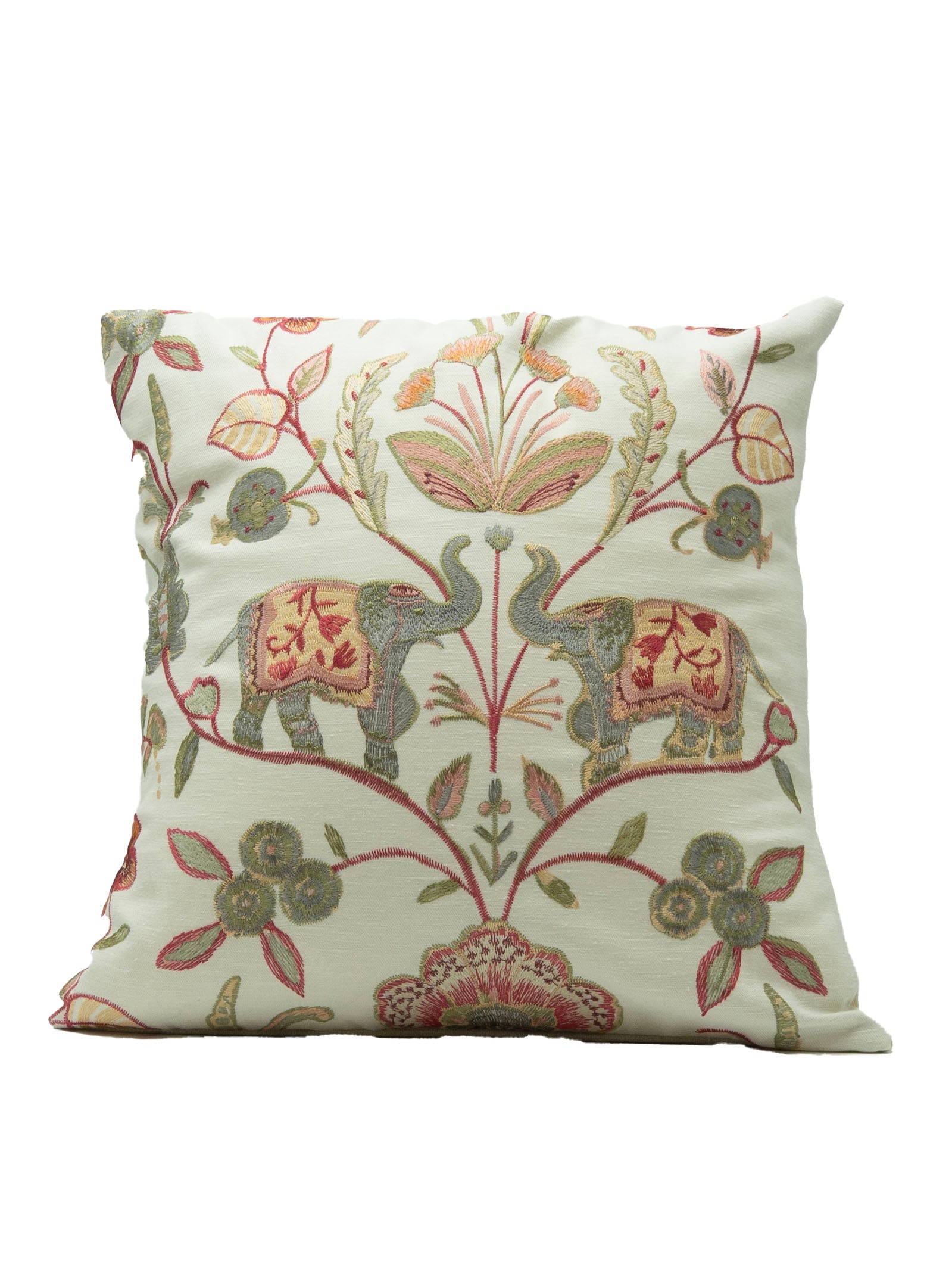 16" Cushion Embroidered Elephant