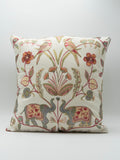 16" Cushion Embroidered Elephant with Birds and Elephant