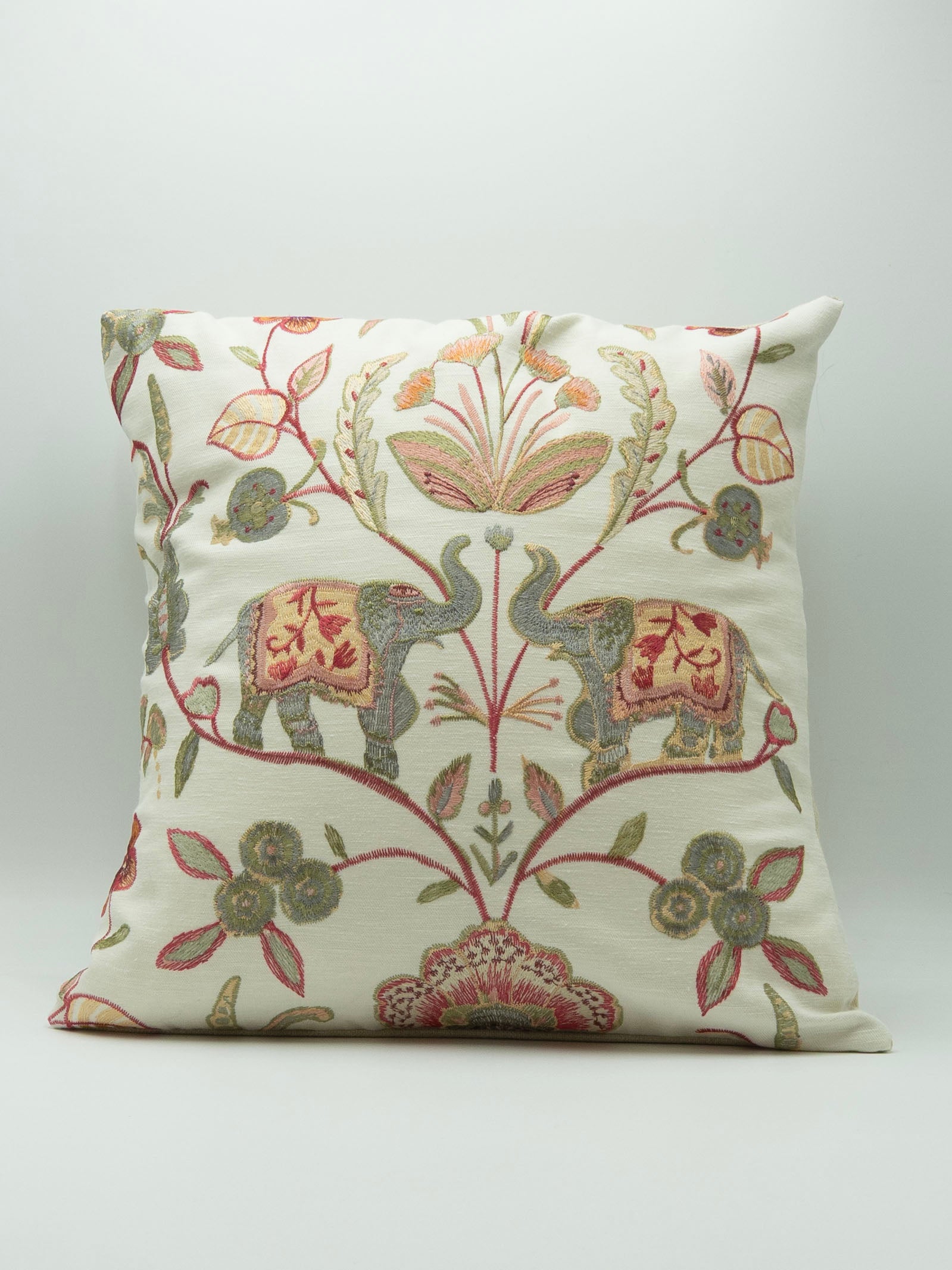 16" Cushion Embroidered Elephant