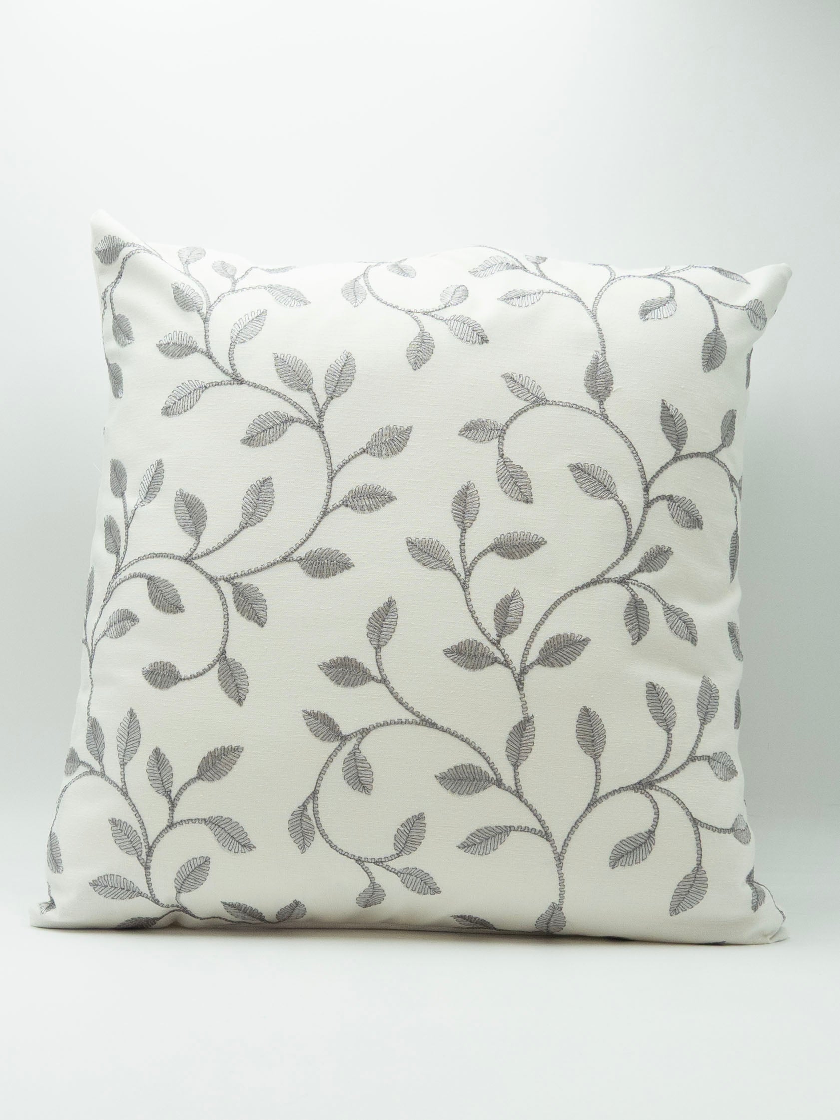 18" Cushion Standen Embroidered Leaf