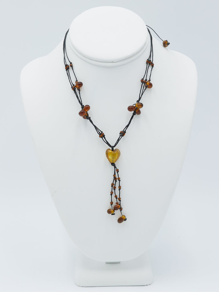 Amber Heart Bead Necklace