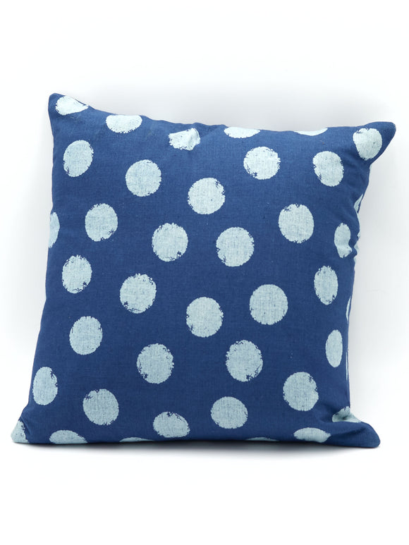 Blue Dotty Cotton Cushion