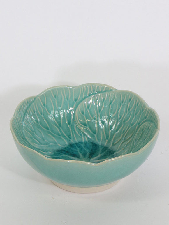 Cabbage Leaf Bowl Turquoise