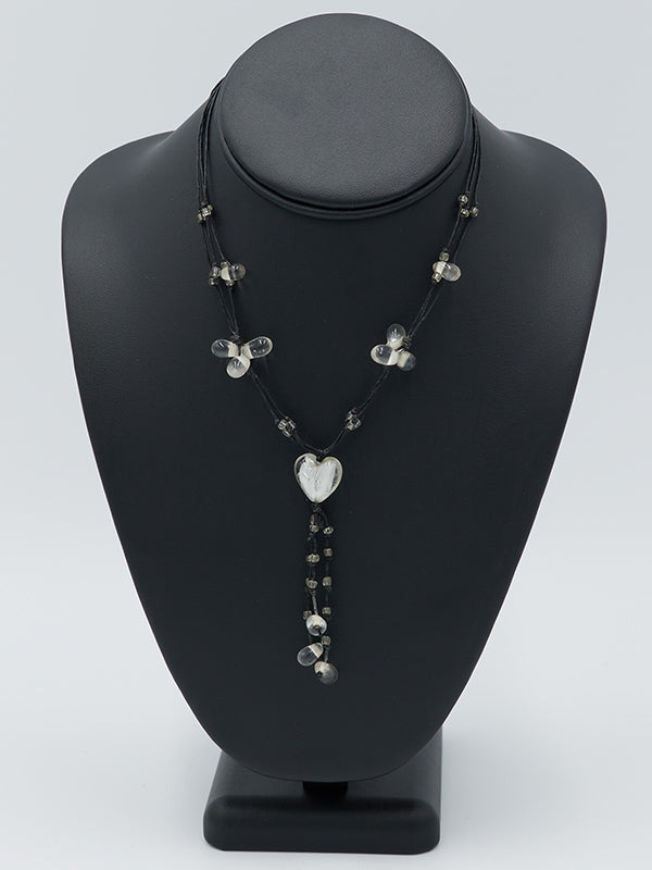 Clear Heart Bead Necklace