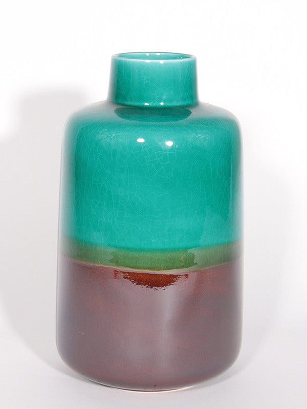 Aqua and Mirror Brown Bottle Vase