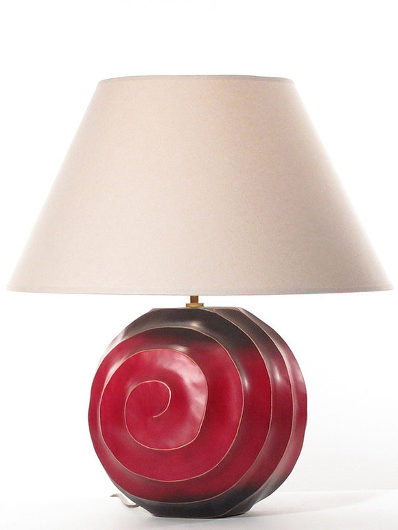 Swirl Lamp Large Wood, Red and Black
