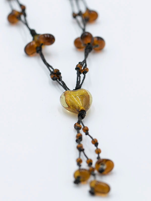 Amber Heart Bead Necklace