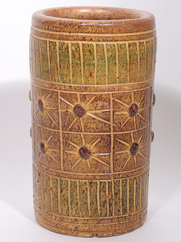 Pottery Vase - with Flower Geometric Pattern
